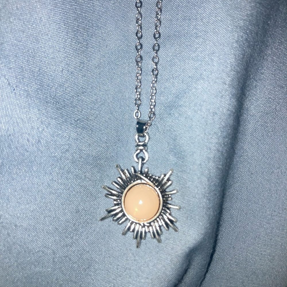 Silver Sunburst Pendant Necklace